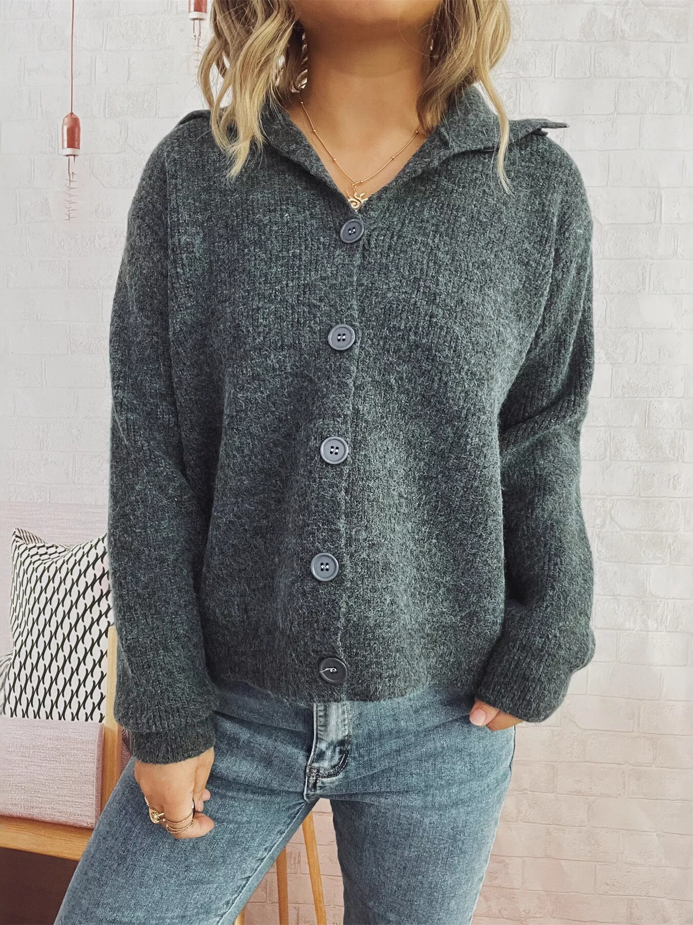 Ribbed Button-Up Cardigan - Image 7