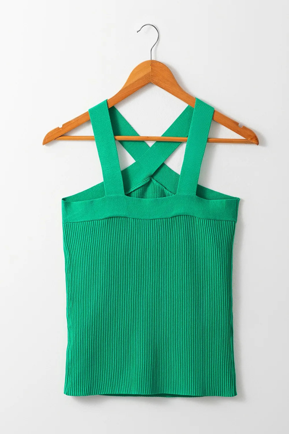 Ribbed Criss Cross Halter Neck Sheath Sweater Tank Top - Image 8