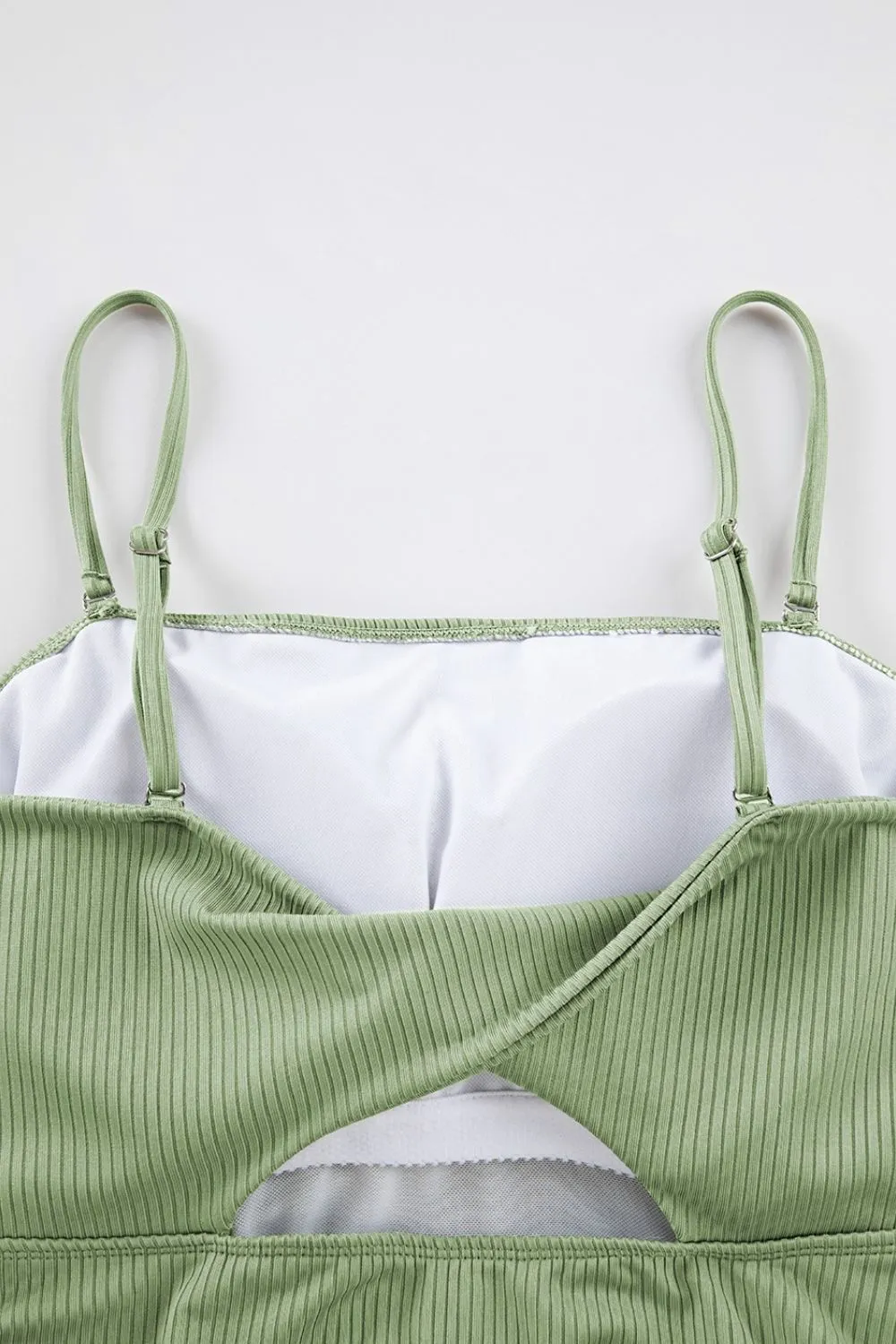 Ribbed Drawstring Sides Cutout One Piece Swimsuit - Image 10
