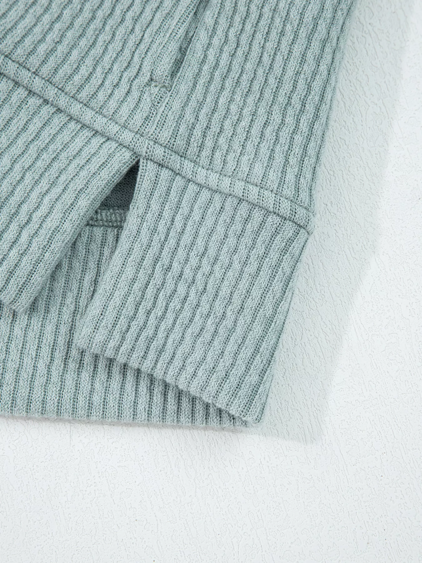 Ribbed Drop Shoulder Knit Hoodie - Image 6