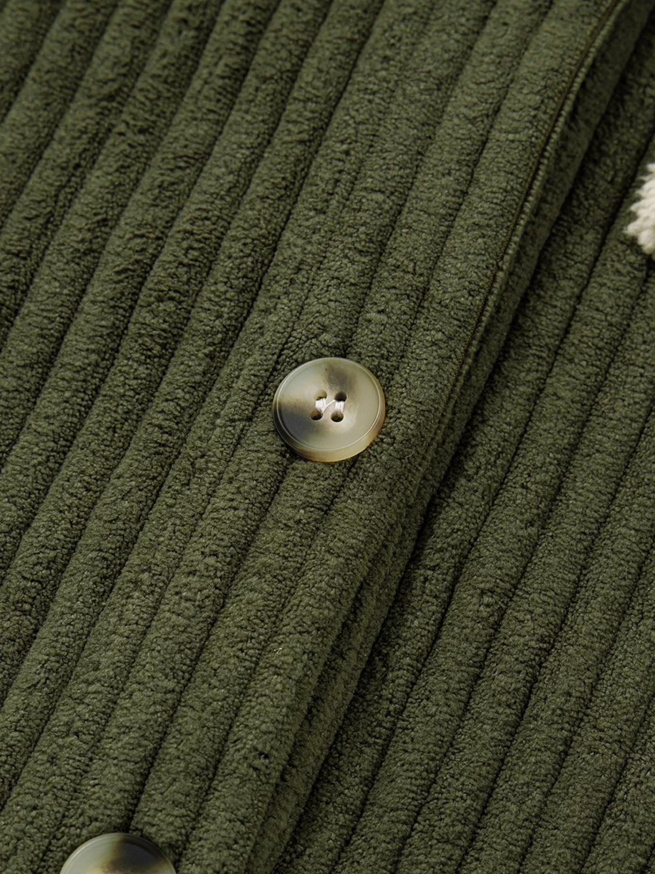 Ribbed Fleece Plaid Print Patchwork Button Up Jacket - Image 8