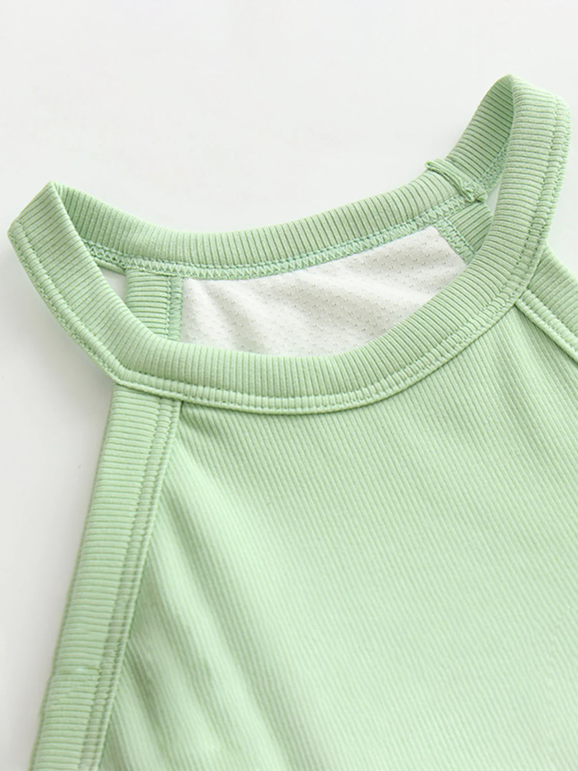 Ribbed Grecian Neck Cropped Tank with Chest Pads - Image 4