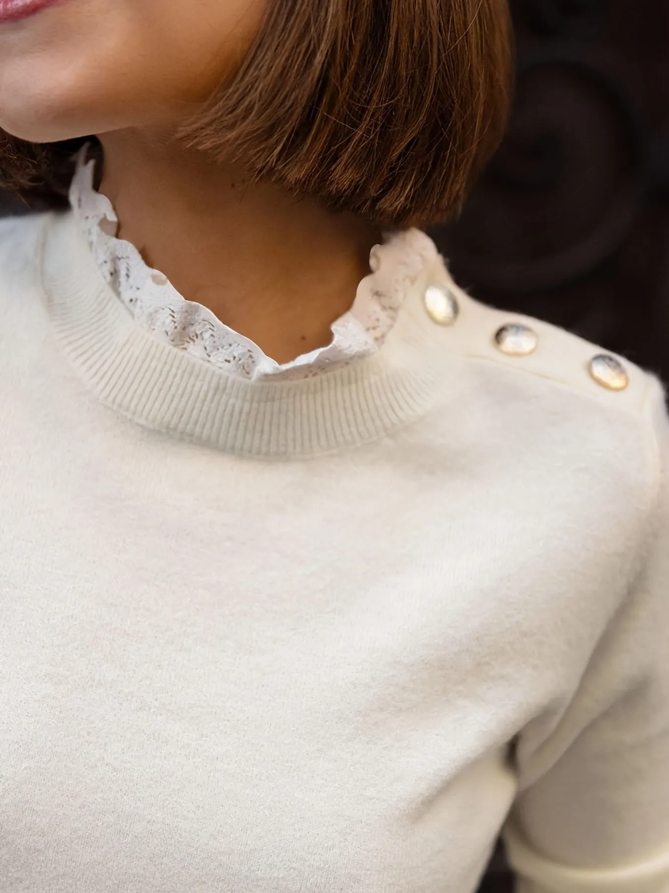 Ribbed Hem Mock Neck Long Sleeve Sweater - Image 4