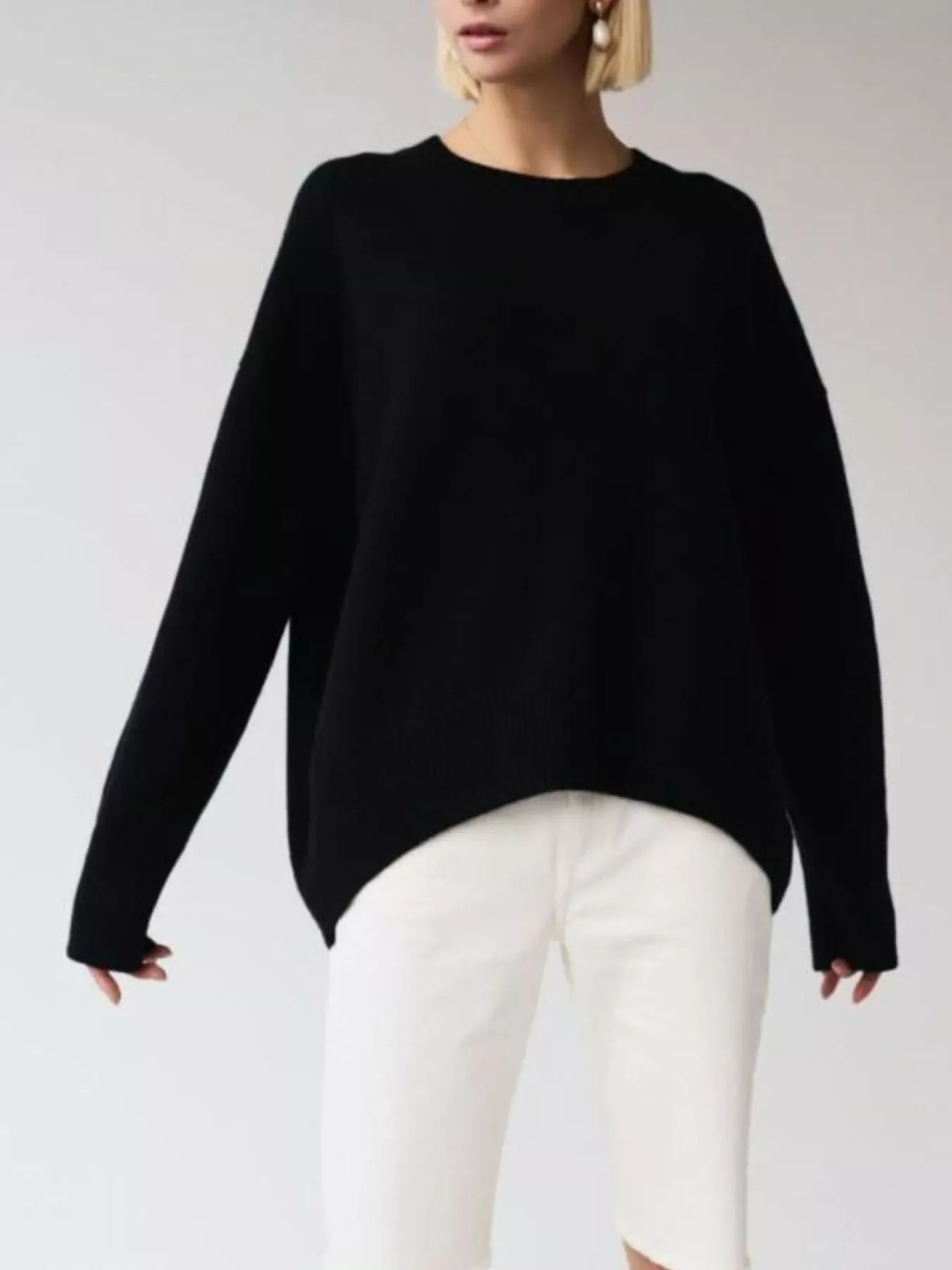 Ribbed Hem Round Neck Sweater - Image 12