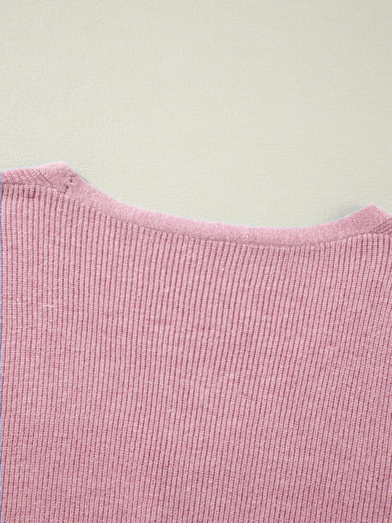 Ribbed Knit Button Front V Neck Cardigan - Image 46