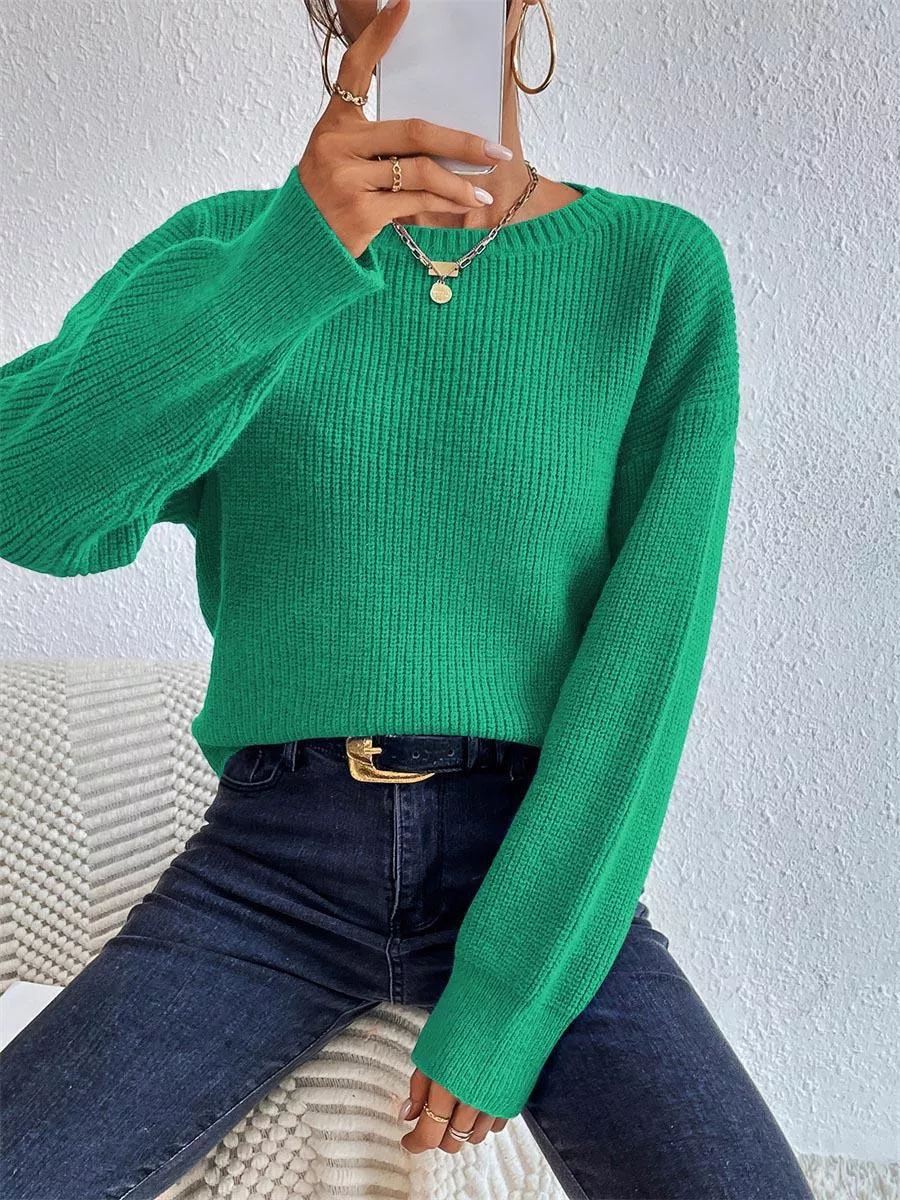 Ribbed Knit Dropped Shoulder Sweater - Image 12