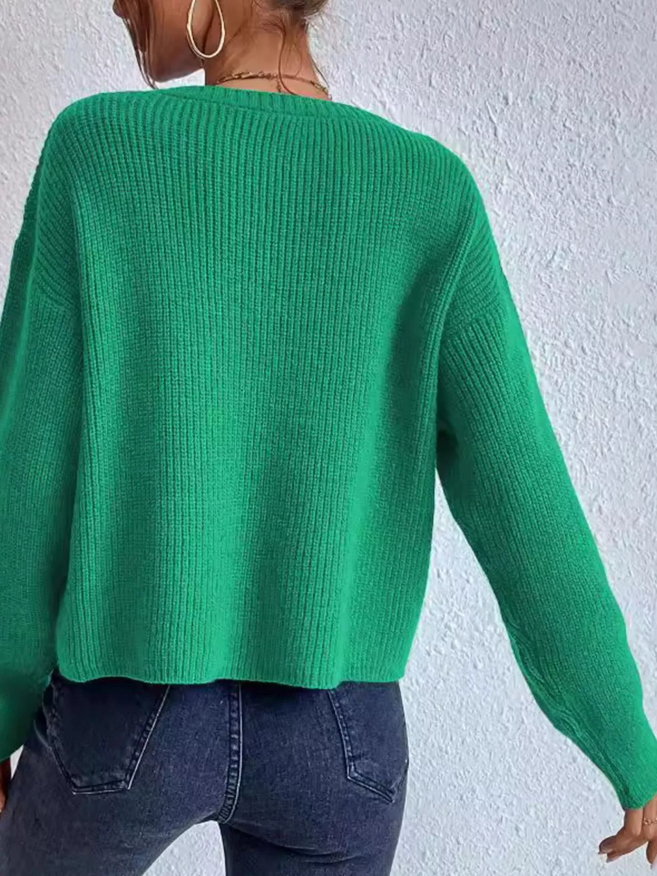 Ribbed Knit Dropped Shoulder Sweater - Image 13