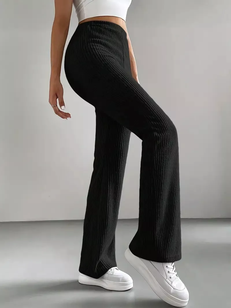 Ribbed Knit High Waist Flare Pants - Image 11