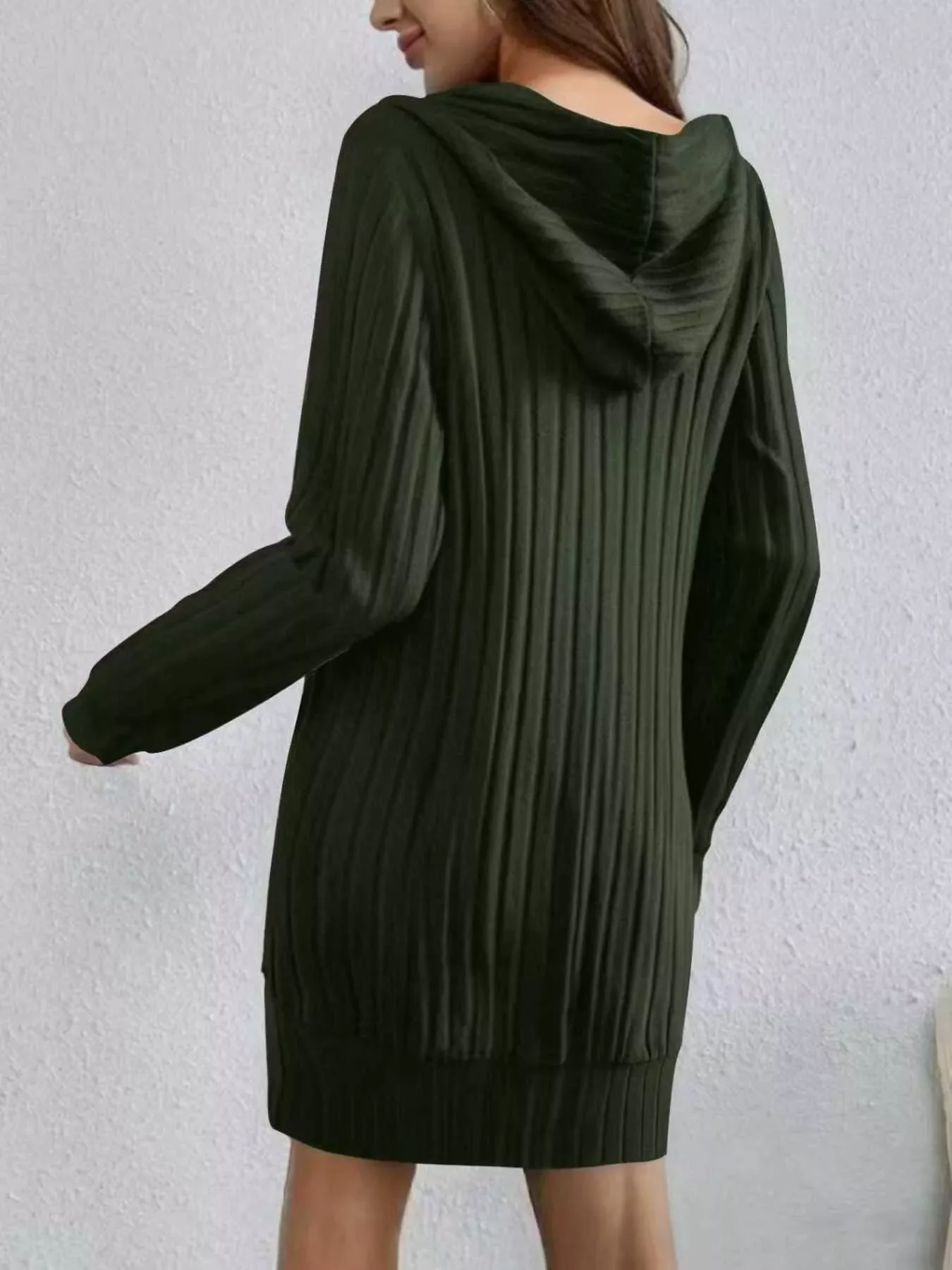 Ribbed Knit Hoodie Dress - Image 2