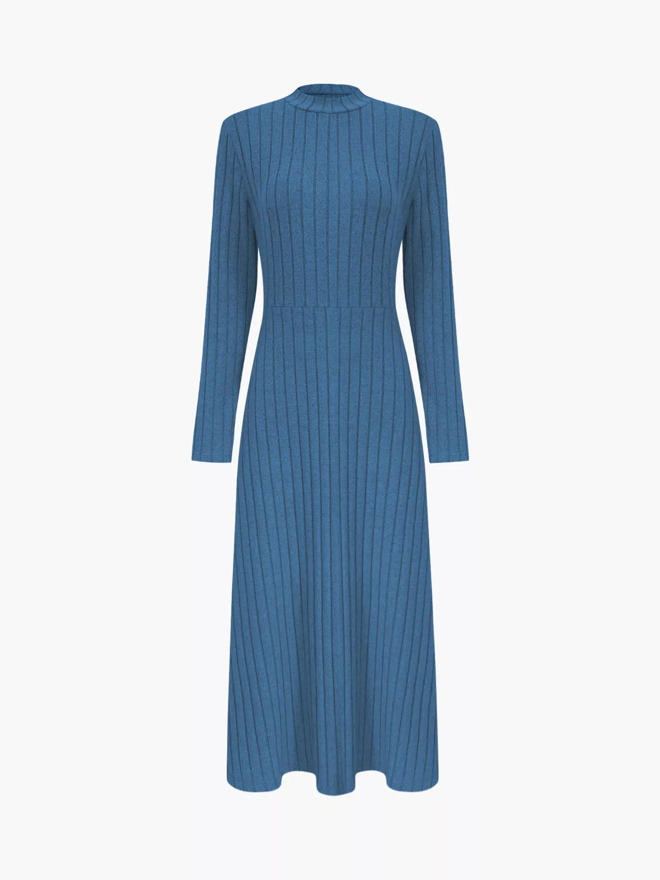 Ribbed Knit Long Sleeve Midi Dress - Image 5