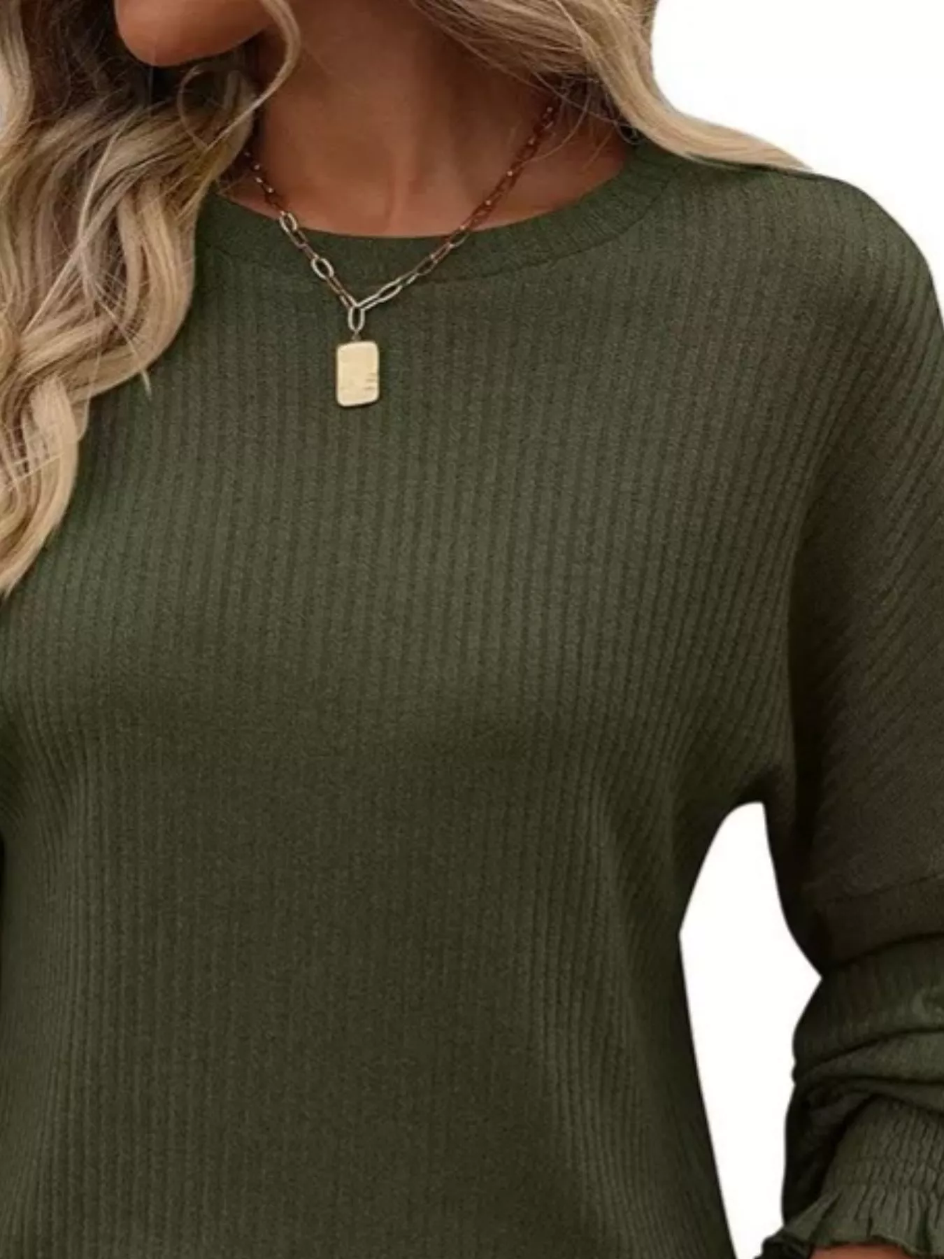 Ribbed Knit Long Sleeve T-Shirt - Image 13