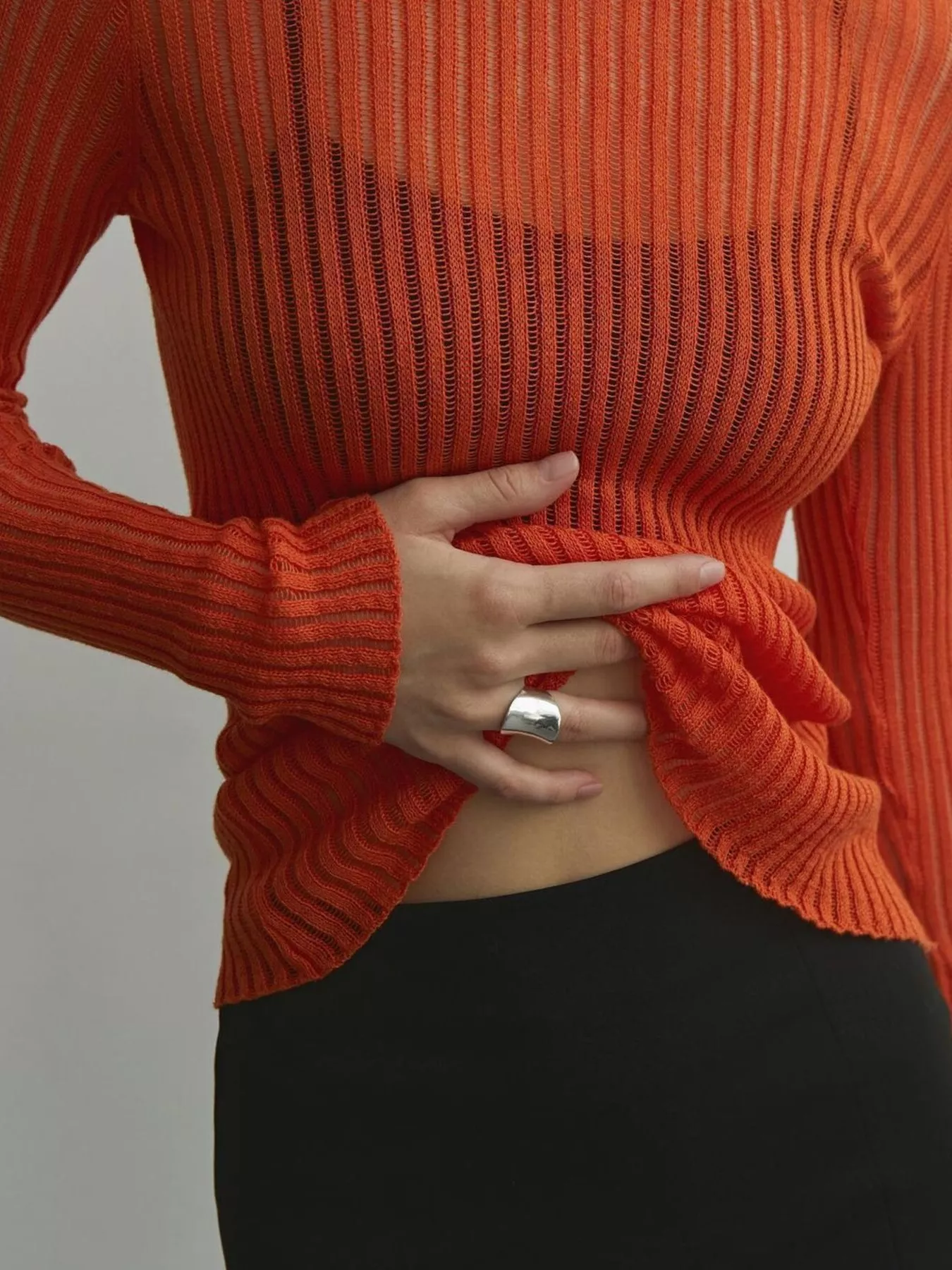 Ribbed Knit Long Sleeve Top - Image 3