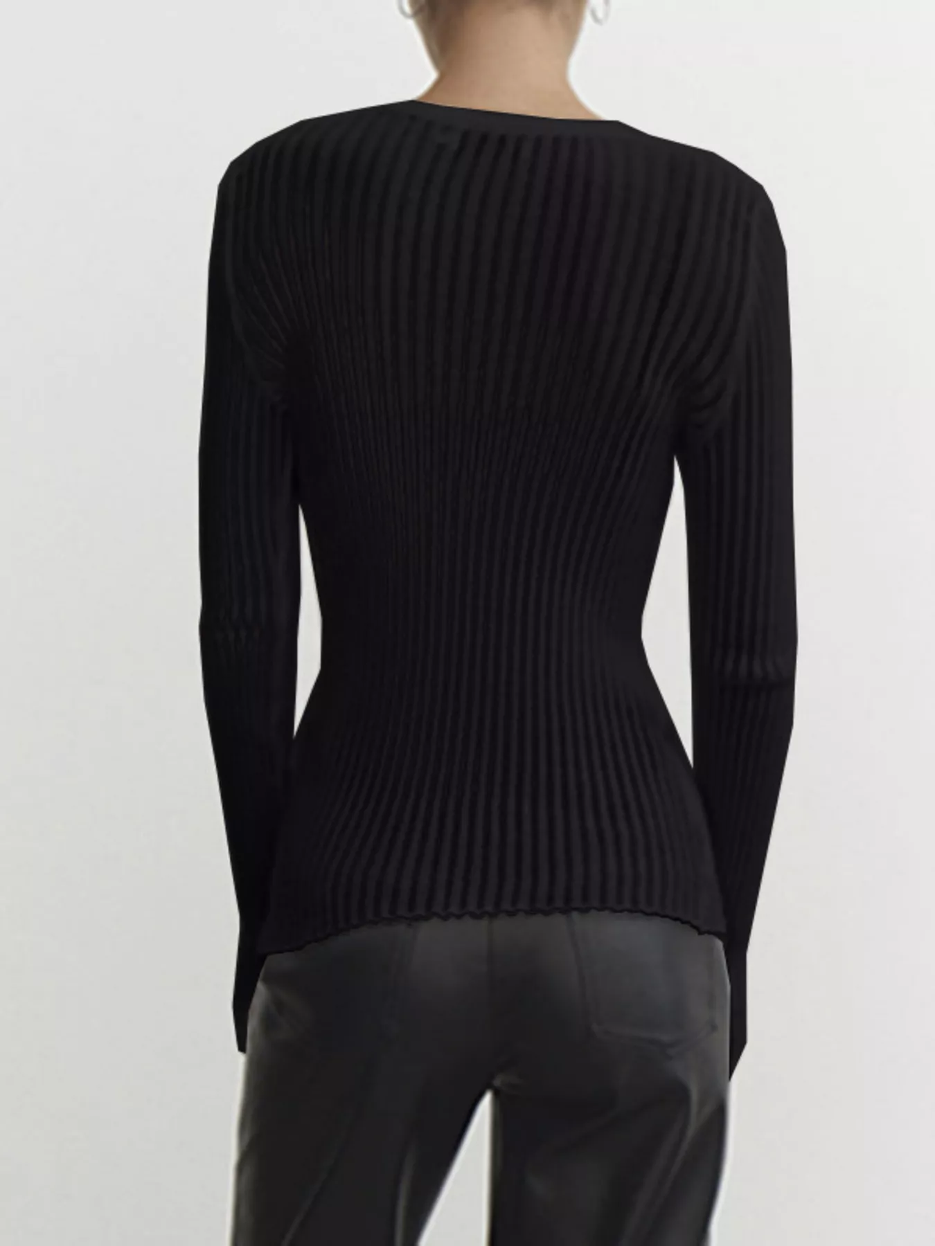 Ribbed Knit Long Sleeve Top - Image 6