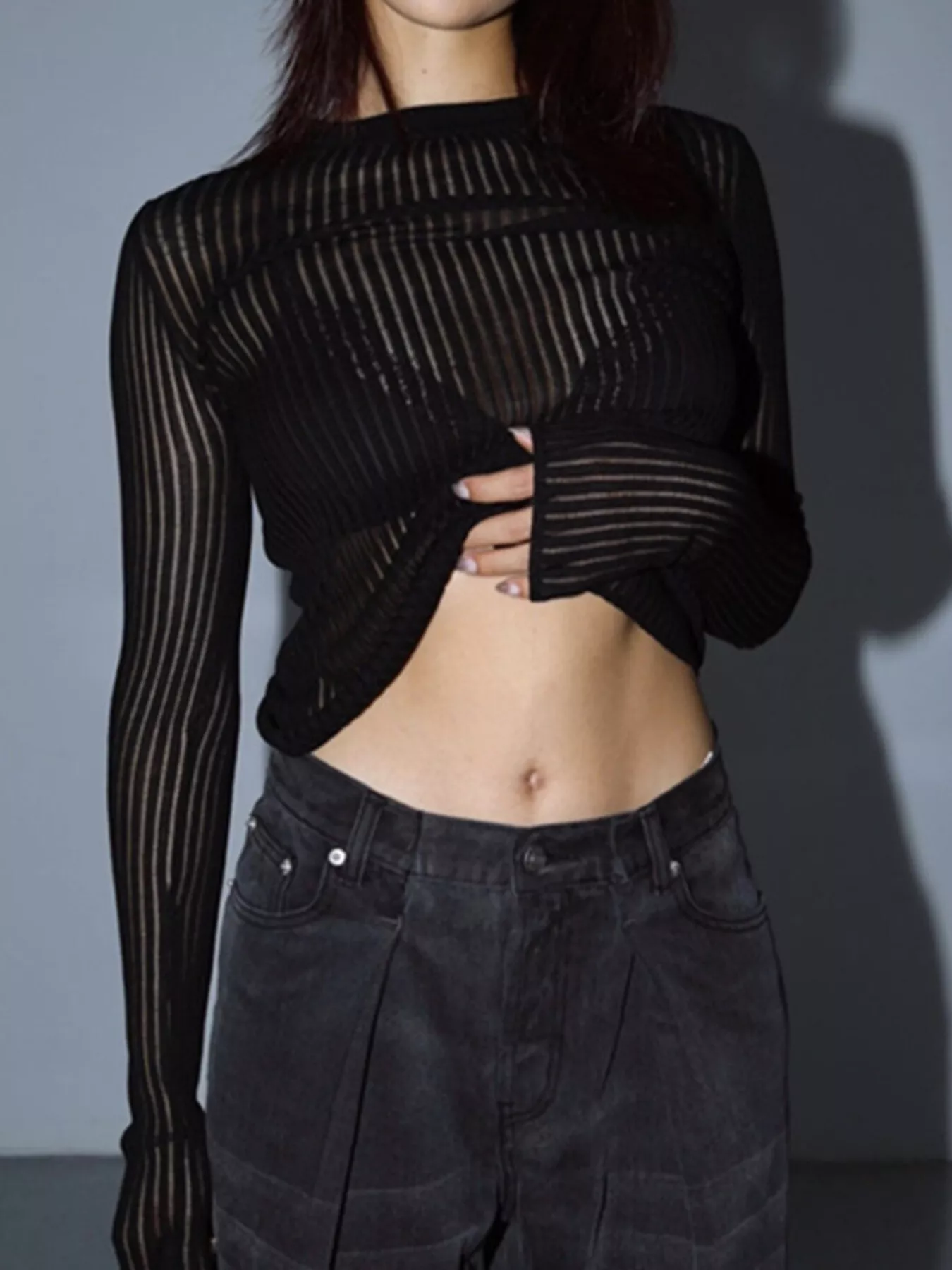 Ribbed Knit Long Sleeve Top - Image 7