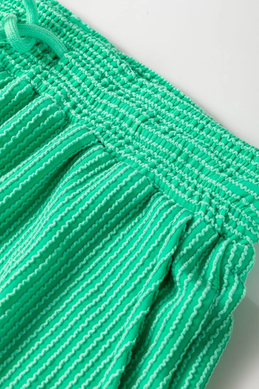 Ribbed Knit Round Neck Top and Pants Casual Set - Image 19