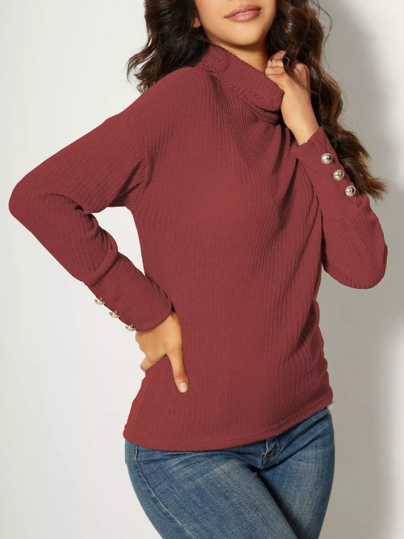 Ribbed Knit Turtleneck Sweater - Image 11