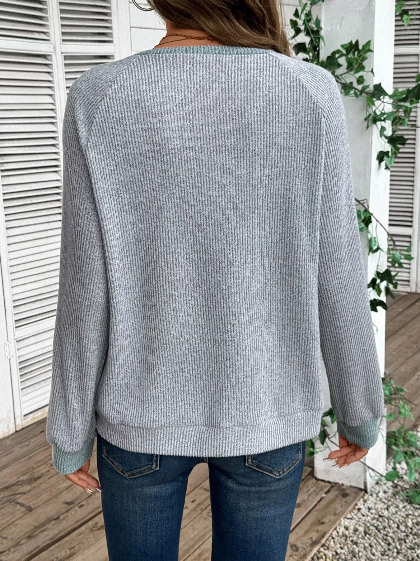 Ribbed Knit Two-Tone Top - Image 29