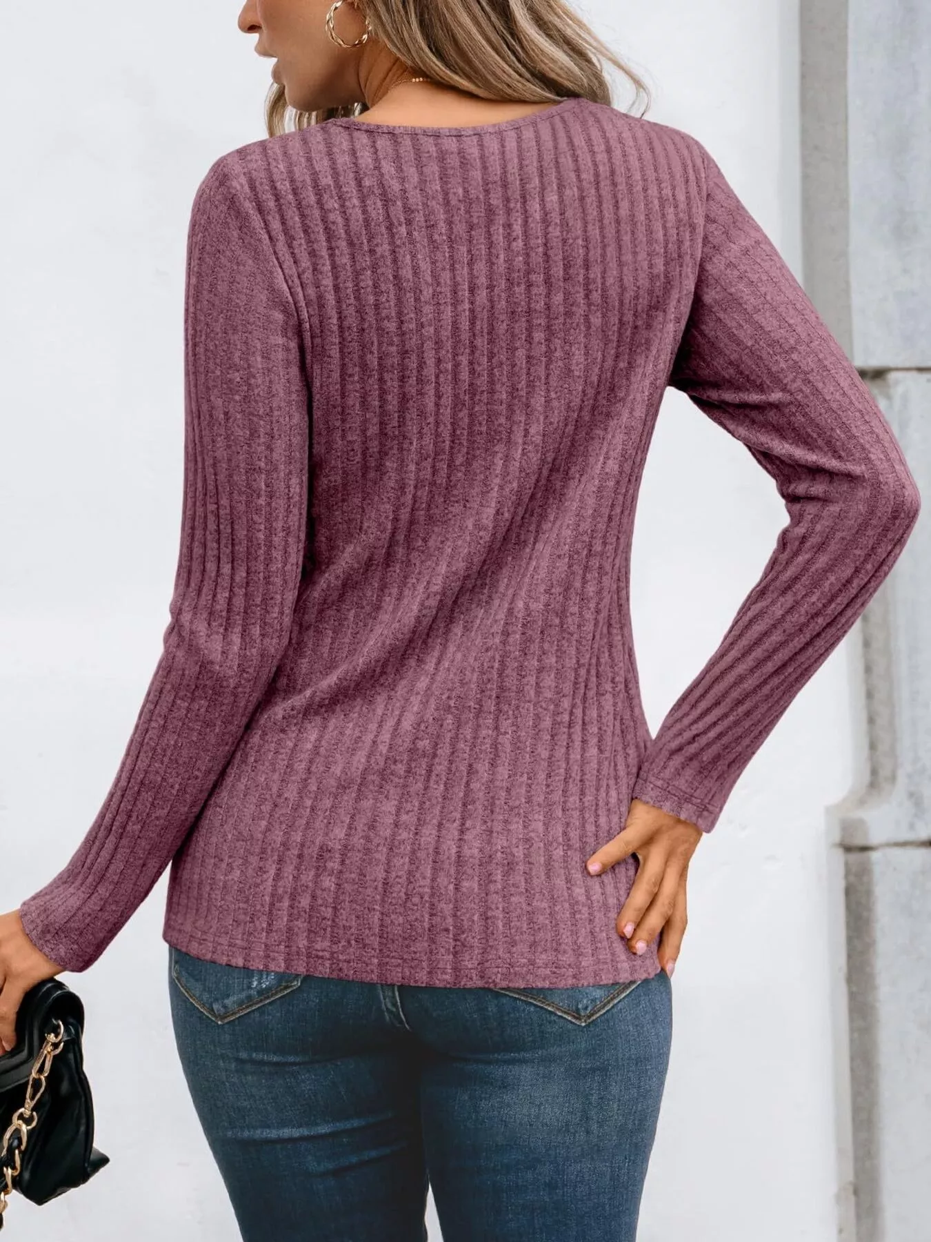 Ribbed Long Sleeve T-Shirt - Image 28