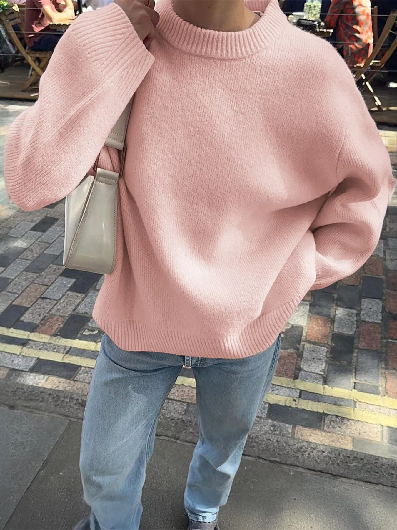 Ribbed Round Neck Dropped Shoulder Sweater - Image 9