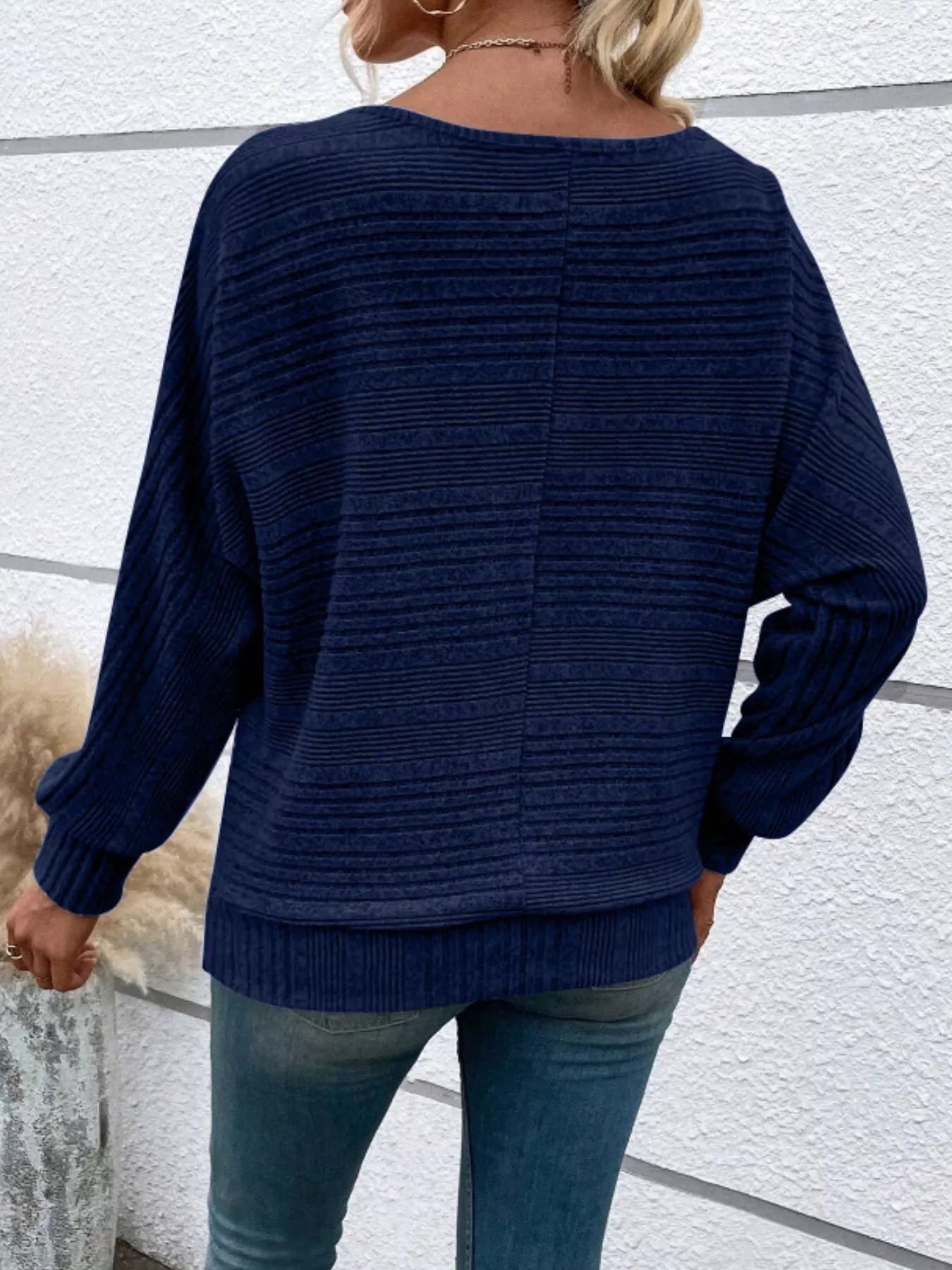 Ribbed Round Neck Long Sleeve Top - Image 19