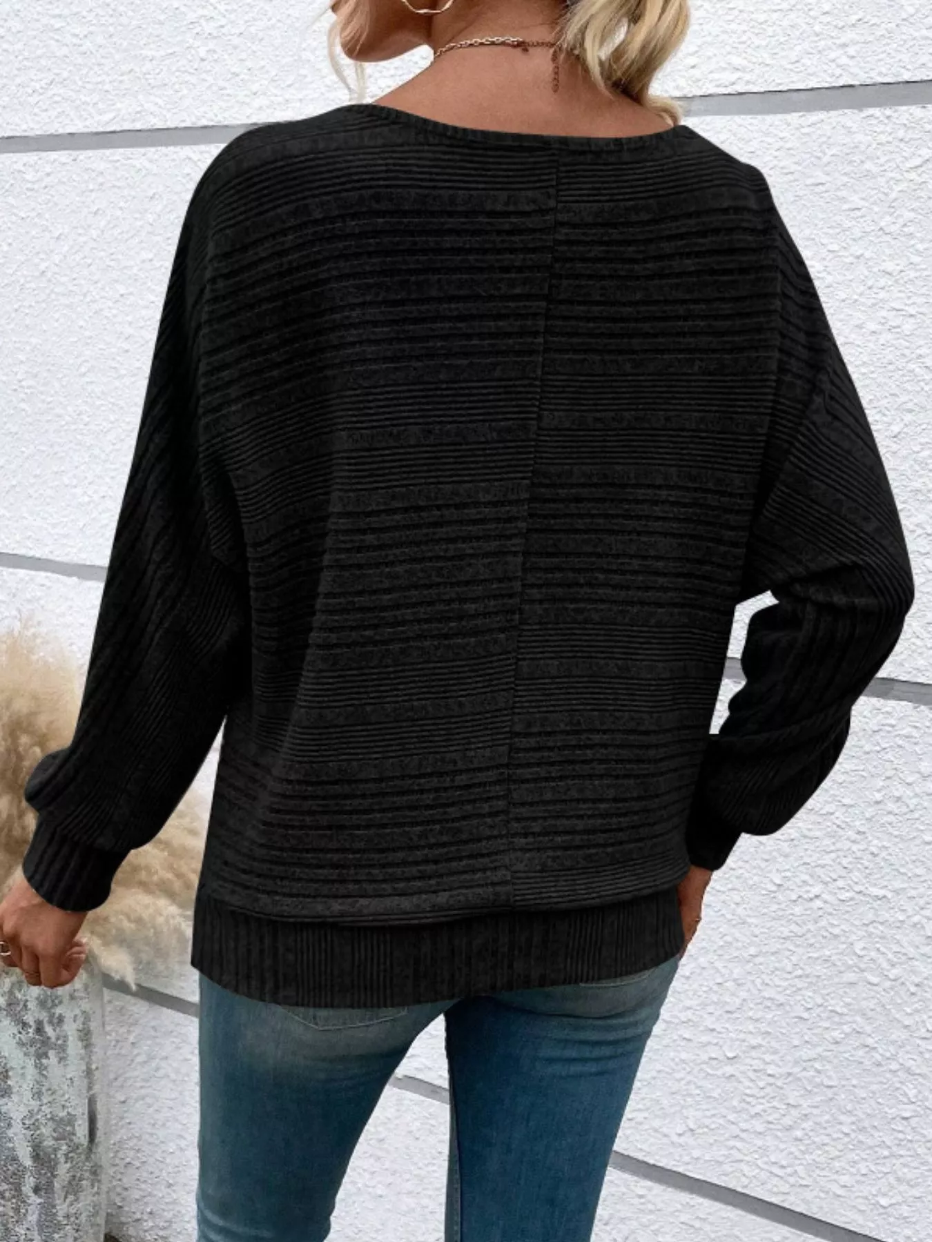 Ribbed Round Neck Long Sleeve Top - Image 22