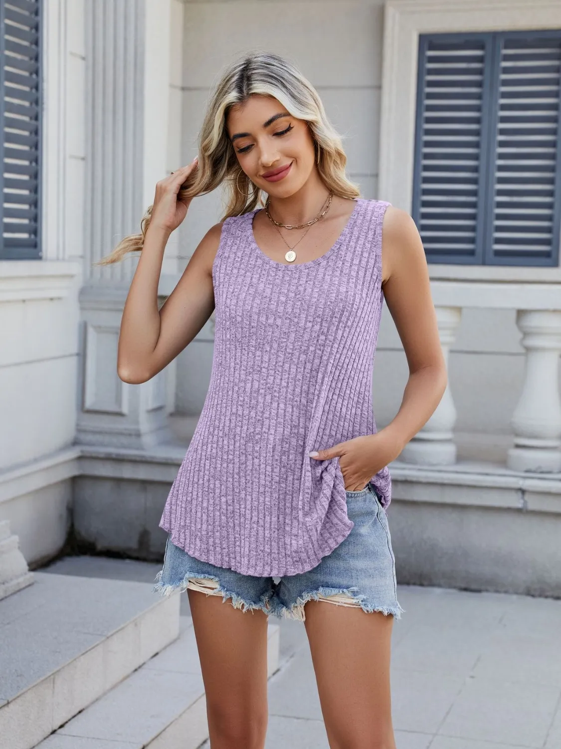 Ribbed Round Neck Tank - Image 5