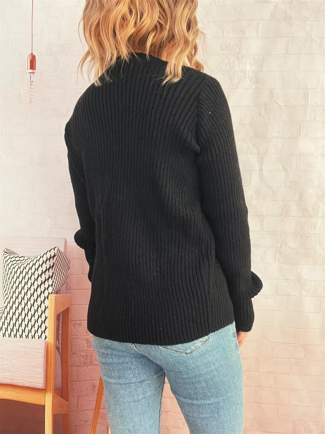 Ribbed Tie Front Long Sleeve Cardigan - Image 9