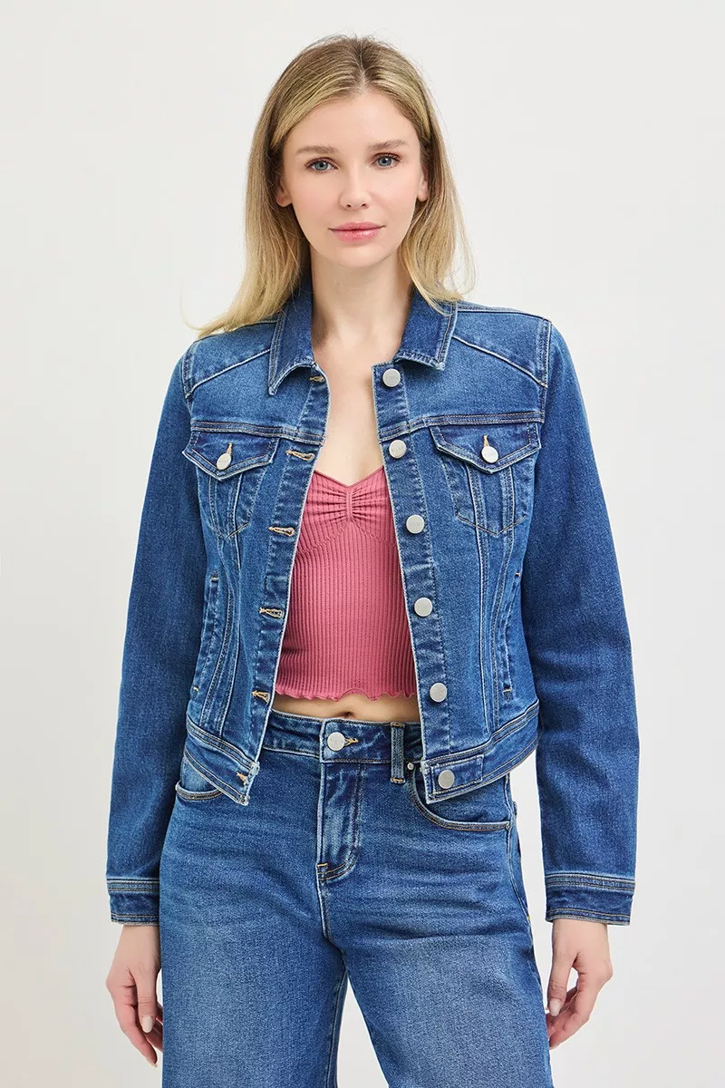 RISEN Basic Fitted Button Down Denim Jacket - Image 3
