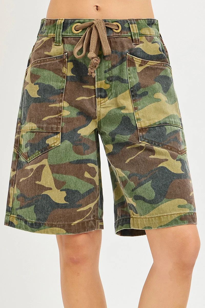 RISEN Camo Print Slouchy Jorts with Eyelet Drawstring - Image 6