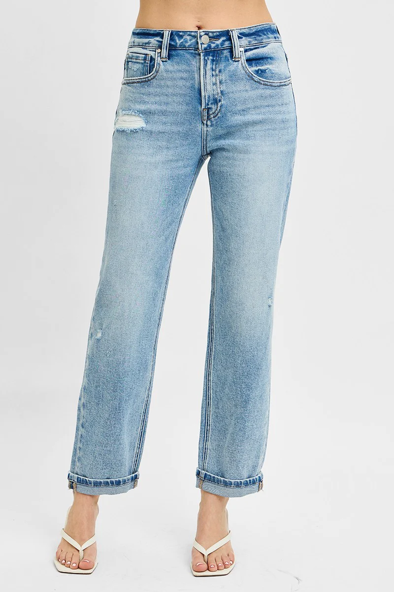 RISEN Full Size High Rise Ankle Boyfriend Distressed Jeans Plus Size - Image 3