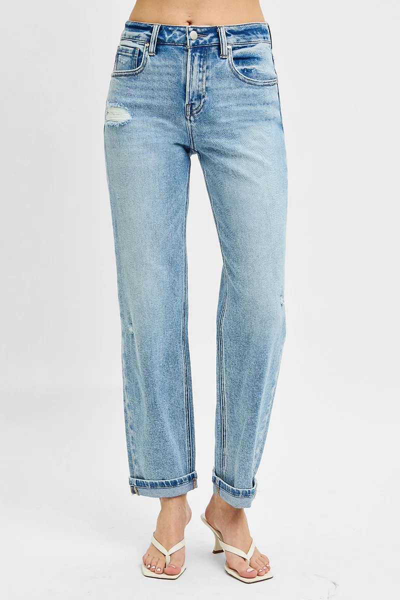 RISEN Full Size High Rise Ankle Boyfriend Distressed Jeans Plus Size - Image 4