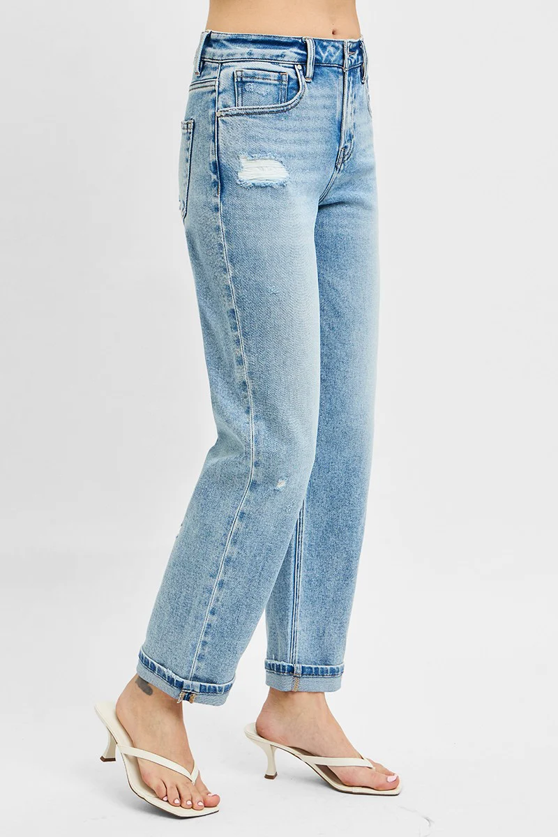 RISEN Full Size High Rise Ankle Boyfriend Distressed Jeans Plus Size - Image 5