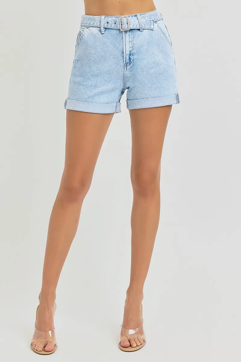 RISEN Full Size High Rise Belted Roll Up Shorts Plus Size - Image 2