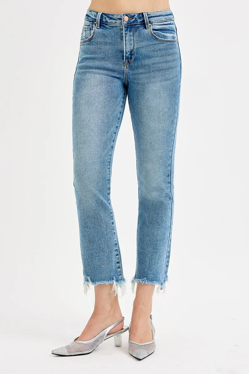 RISEN Full Size High Rise Crop Straight Slim Jeans Plus Size - Image 2