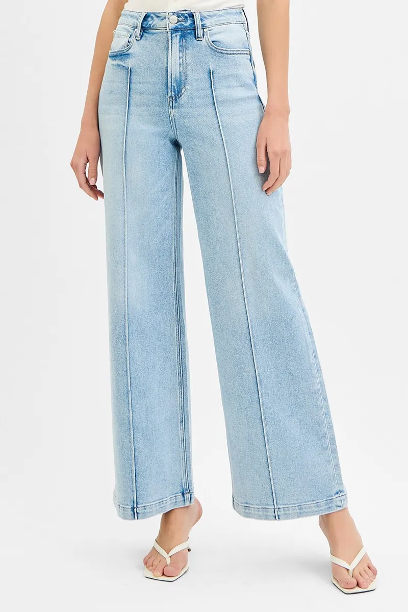 RISEN Full Size High Waist Wide Leg Pintuck Detailed Plus Size - Image 3