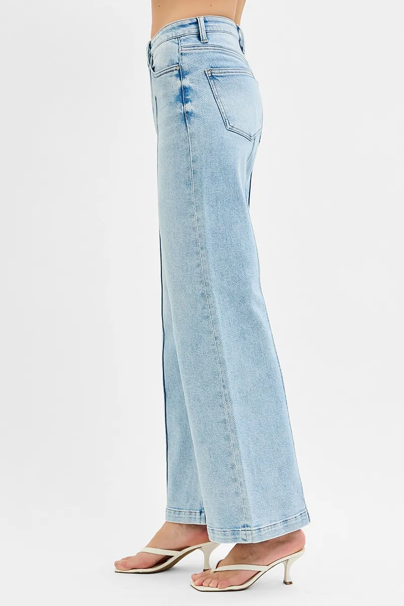 RISEN Full Size High Waist Wide Leg Pintuck Detailed Plus Size - Image 4