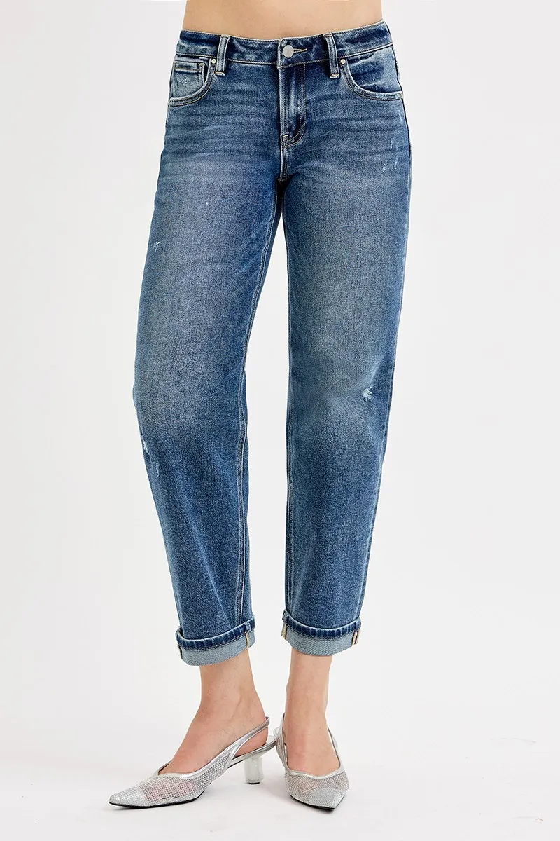 RISEN Full Size Low Rise Crop Boyfriend Jeans Plus Size - Image 3