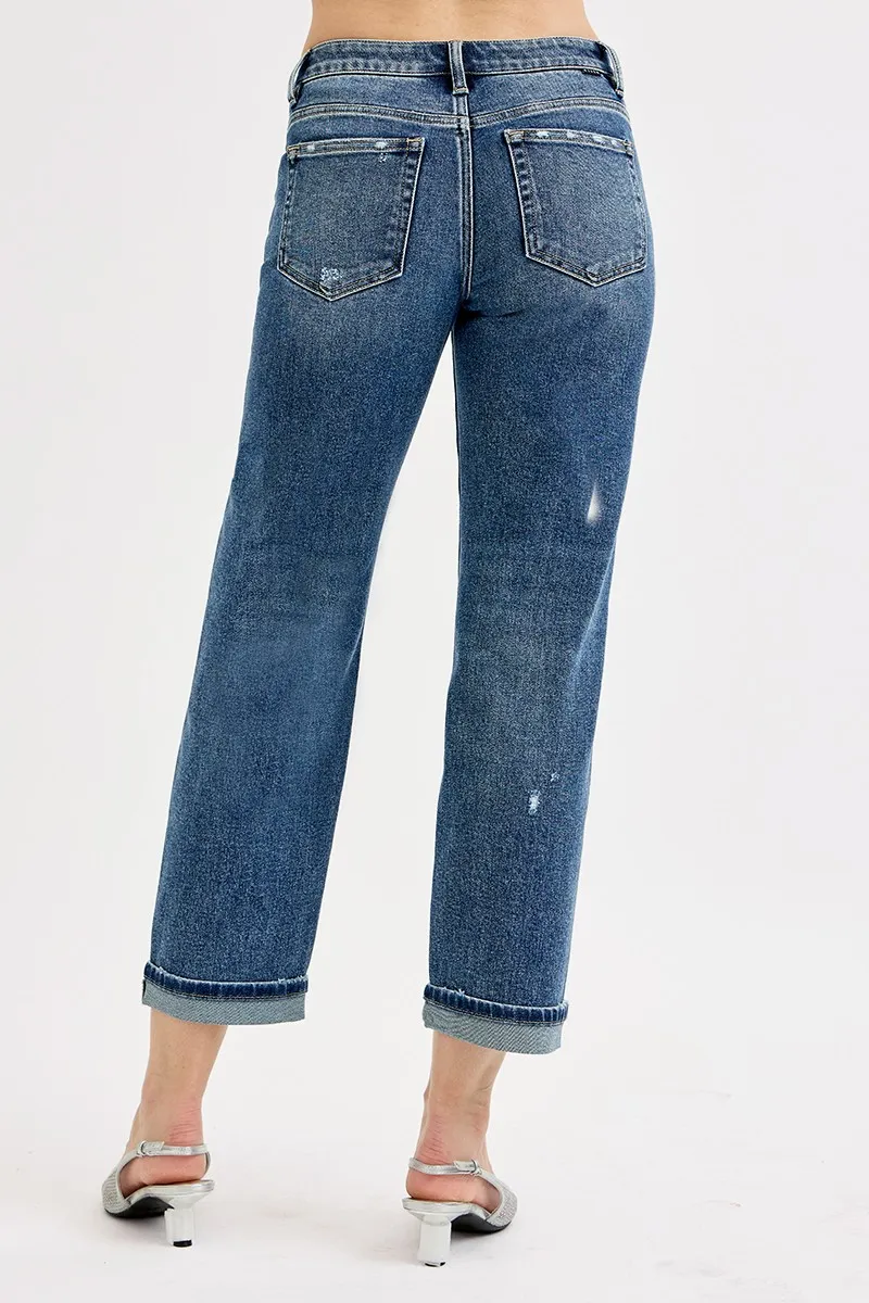 RISEN Full Size Low Rise Crop Boyfriend Jeans Plus Size - Image 5