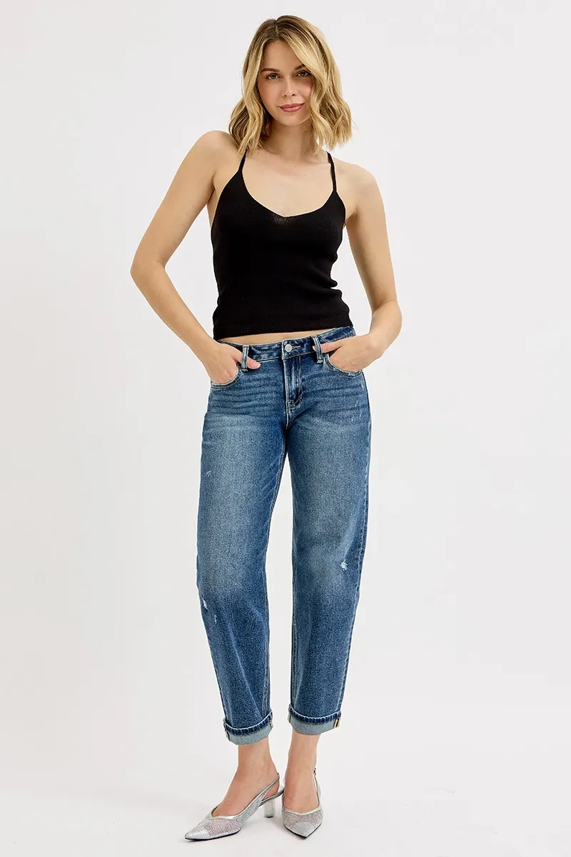 RISEN Full Size Low Rise Crop Boyfriend Jeans Plus Size - Image 6