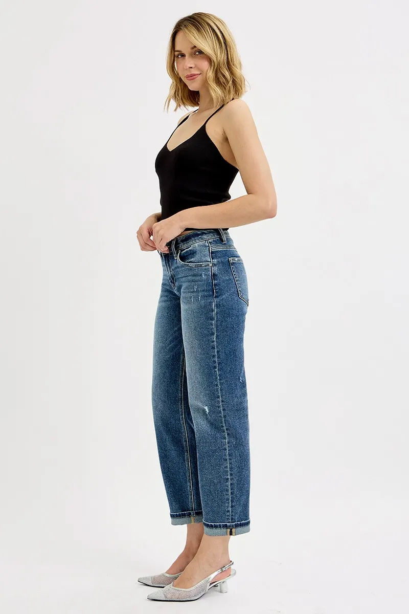 RISEN Full Size Low Rise Crop Boyfriend Jeans Plus Size - Image 7