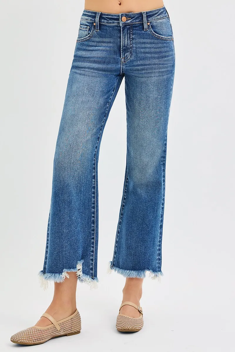 RISEN Full Size Mid Rise Crop Straight Jeans Plus Size - Image 2