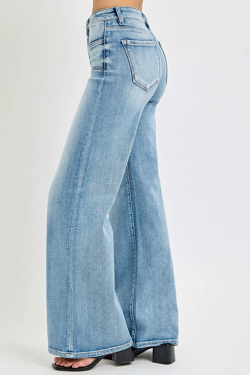 RISEN Full Size Mid Rise Wide Jeans with Front Patch Pocket Plus Size - Image 4