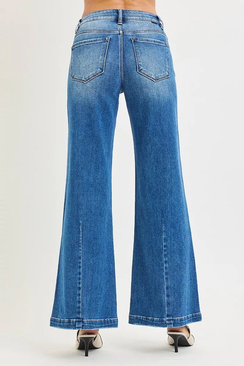RISEN Full Size Mid Rise Wide Leg Jeans with Flared Look Plus Size - Image 5
