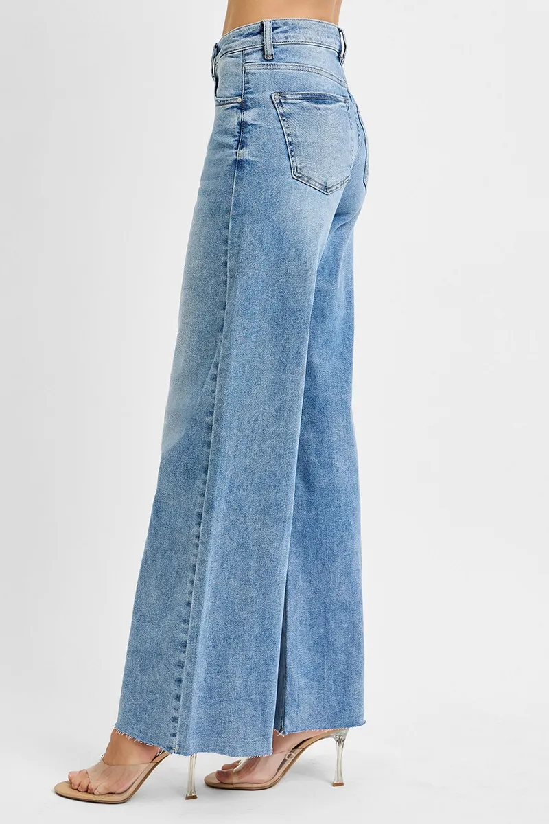 RISEN Full Size Tummy Control High Rise Ankle Palazzo Jeans Plus Size - Image 4