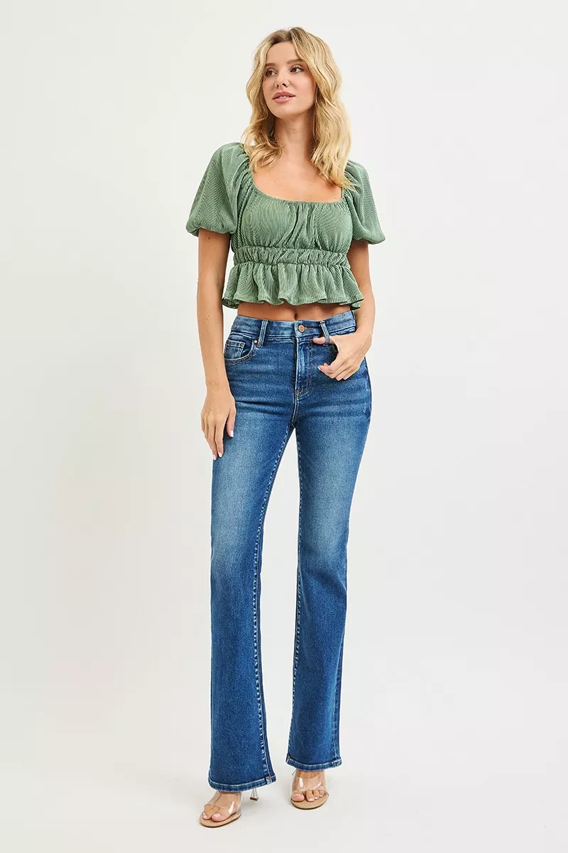 RISEN High Rise  Bootcut Jeans With Distressed Details - Image 6
