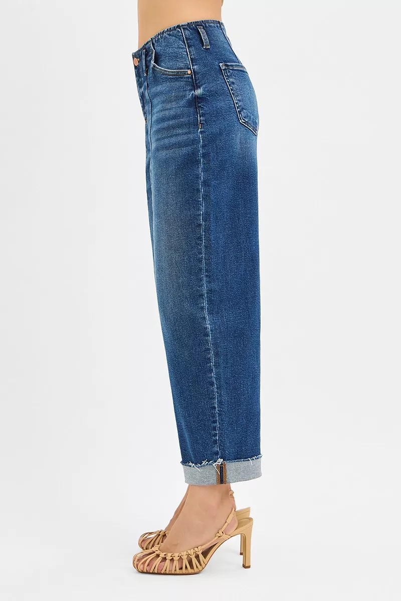 RISEN High Rise Fit Barrel Cuffed Jeans - Image 4