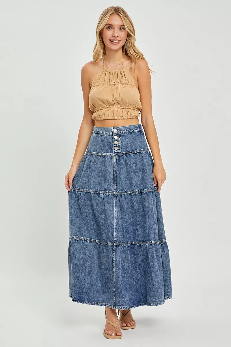 RISEN High Rise Ruffle Long Skirts - Image 5