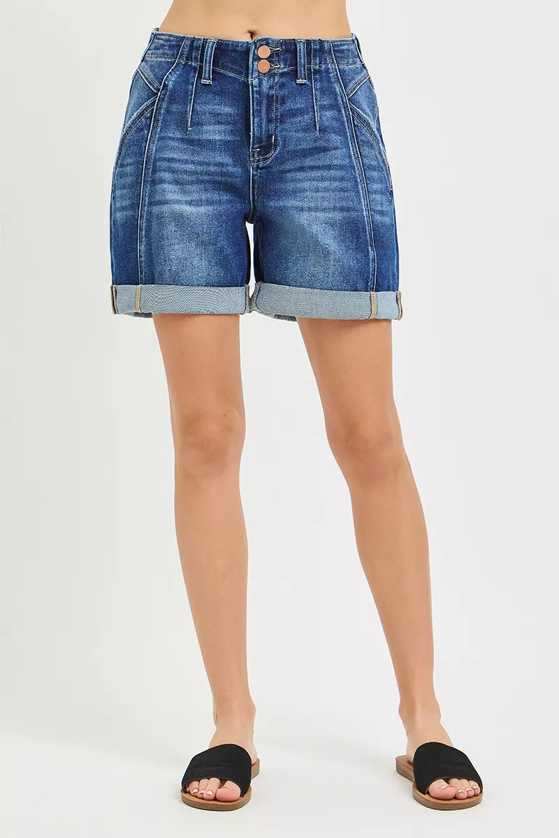 RISEN High Rise Seamed Roll Up Shorts - Image 6