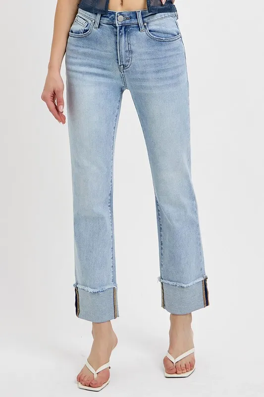 RISEN High Rise Straight Cuffed Relaxed Jeans - Image 3