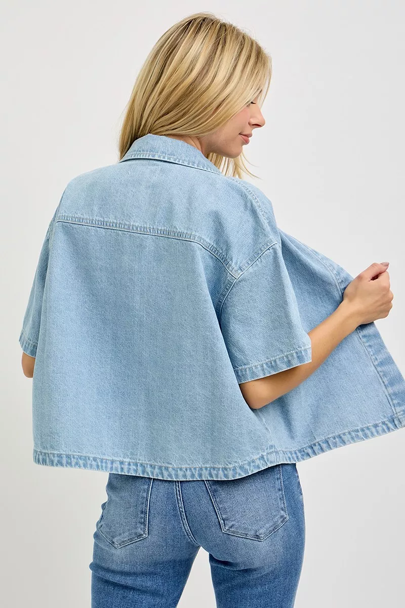 RISEN Oversized Half Sleeve Cropped Shirt - Image 2